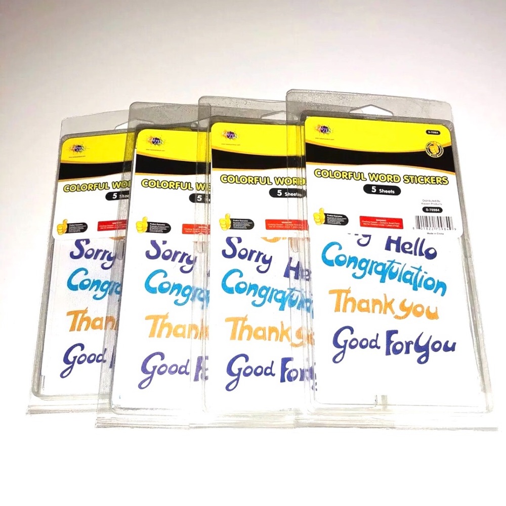 Colorful Words Stickers 4 Packs 5 sheets
